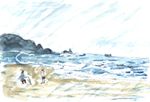 水彩画/雨の恋路が浜